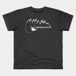 Mountain music guitar and mountains for mountain strummers Kids T-Shirt